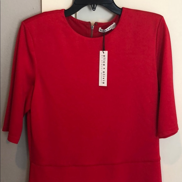 NWT ALICE + OLIVIA SZ 14 classy red dress - Picture 4 of 10